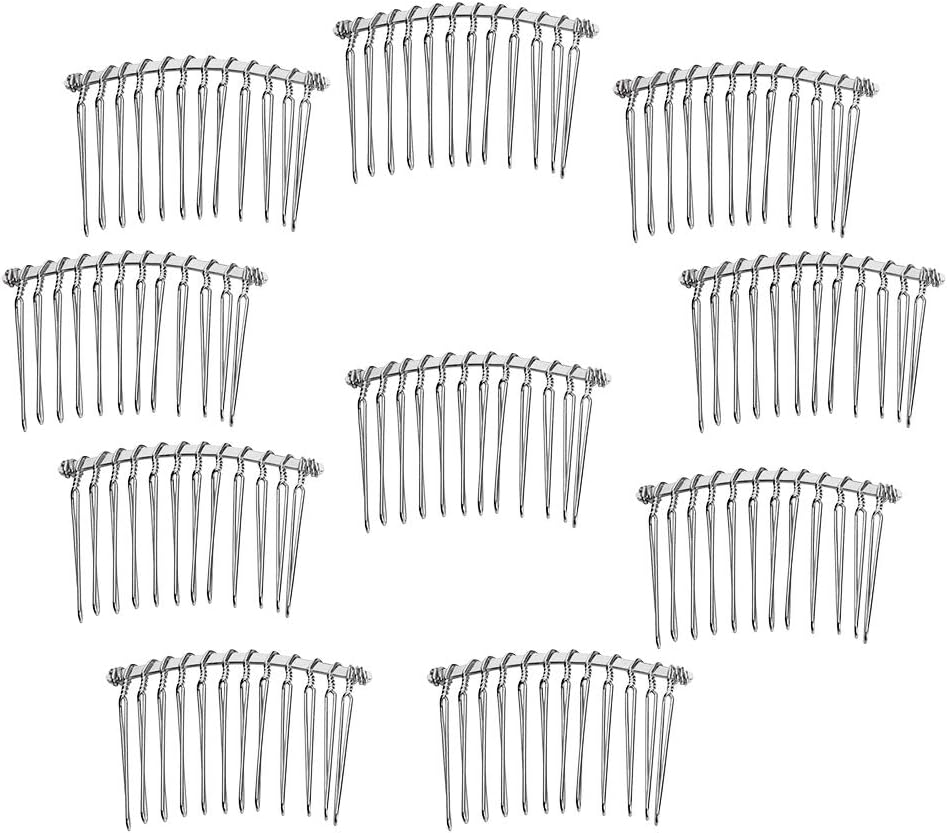 Baosity 10X Metal Plain Hair Combs Slides Side Combs for DIY Women Hair Accessories - Silver, as Described