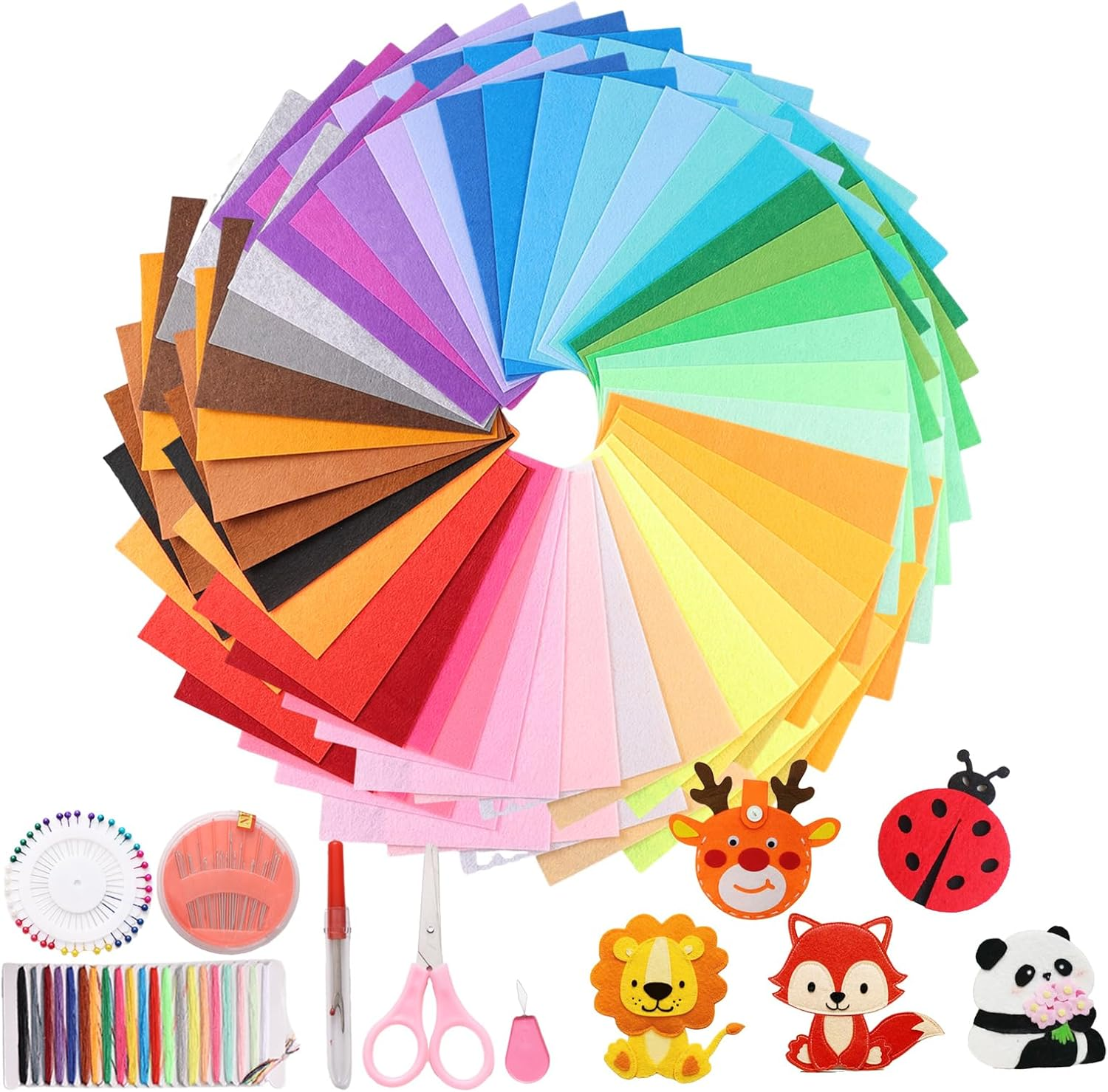 80Pcs 40 Colors Felt Fabric Sheets, 10X10Cm Craft Felt Fabric Sheets for Textile Fabrics, Decoration, DIY Craftwork Sewing, Patchwork Craftwork, Scrapbooks Supplies, School Project