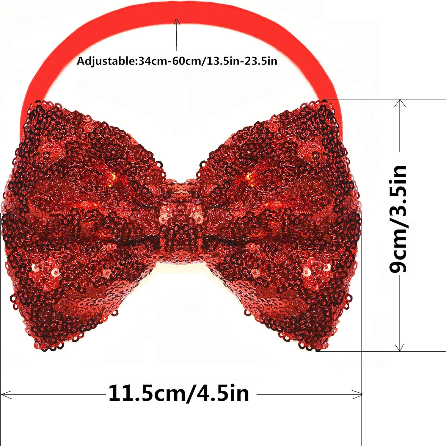 Girls Baby Red Sequin Hair Bows Bands Headband Bowknot image number 5
