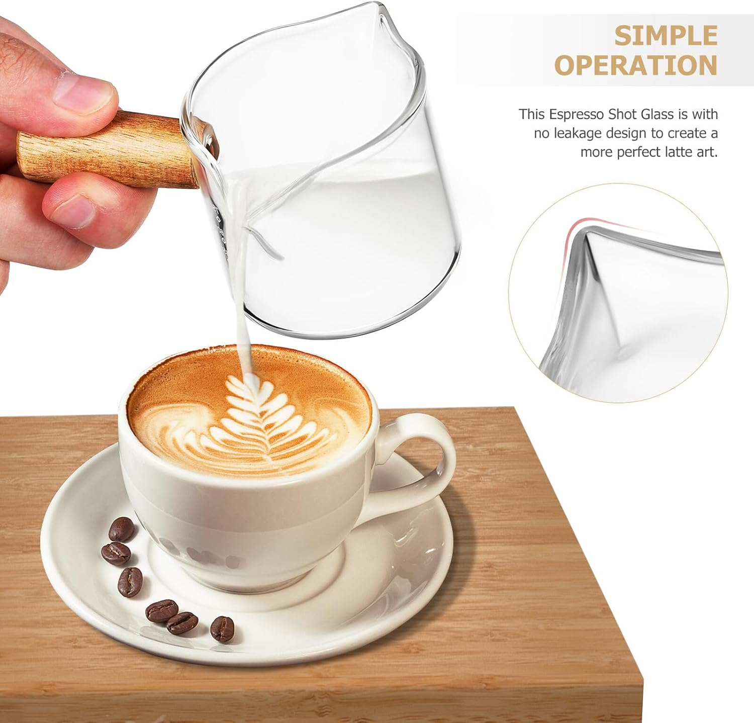 Toyvian 2Pcs Glass Latte Art Pitcher with Clear Scale and Handle Coffee Syrup Measuring Cup for Espresso Milk Frothing and Latte Pouring Thick Glass for Home and Cafe Use image number 6