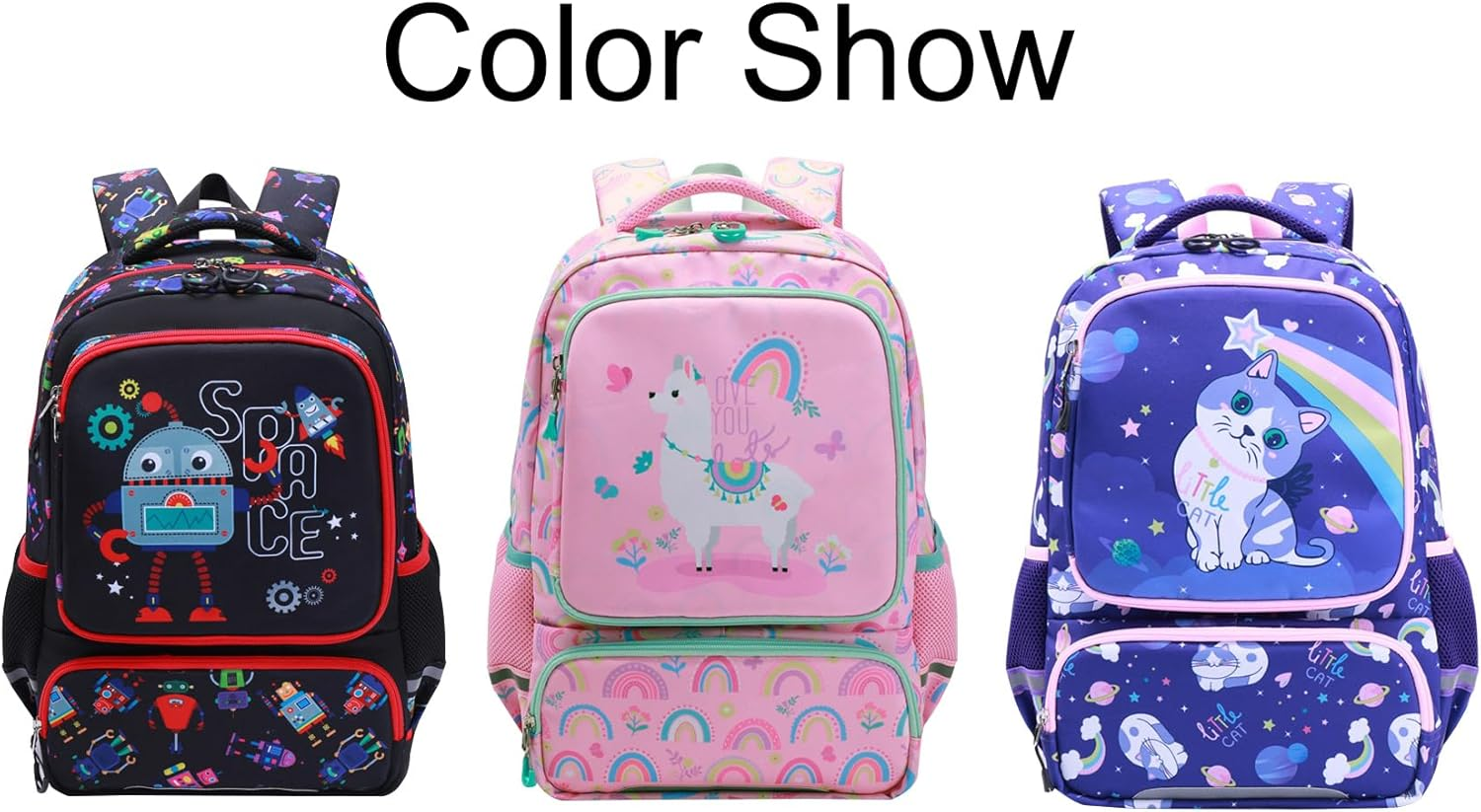 Sellerfun Unisex Child Backpack Cartoon Primary School Bookbag Fit for Boys Girls - Cat image number 3