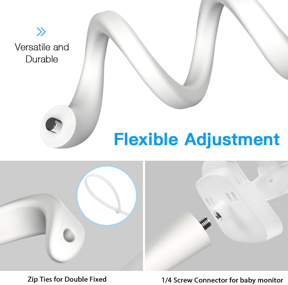 Flexible Mount for Hello Baby HB50 Baby Monitor - 40Cm Adjustable Bendable Holder, Tool-Free Installation for Cribs, Strollers & More
