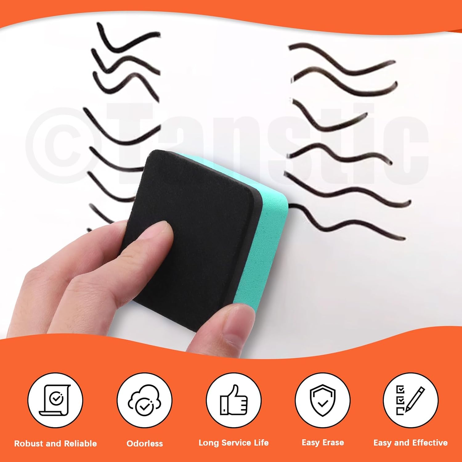 Tanstic 45Pcs Dry Erase Erasers with Dry Erase Markers Assortment Kit, Magnetic Whiteboard Eraser, Chalkboard Eraser Dry Eraser for Classroom Home Office(8 Colors, 2 X 2 X 0.78 Inch) image number 4