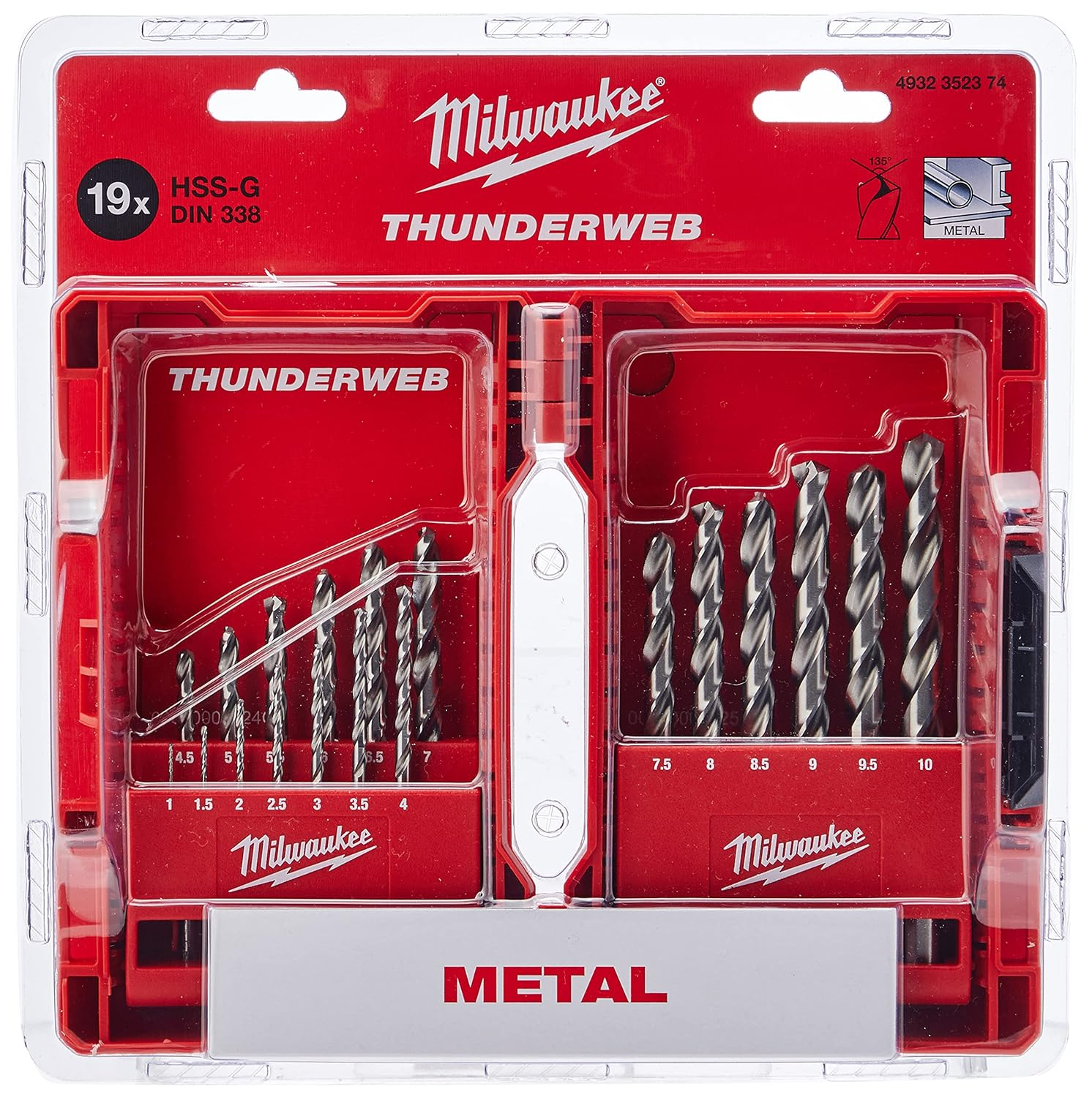 Milwaukee 4932352374 Drill, Set 19 Piece 1-10Mm image number 1