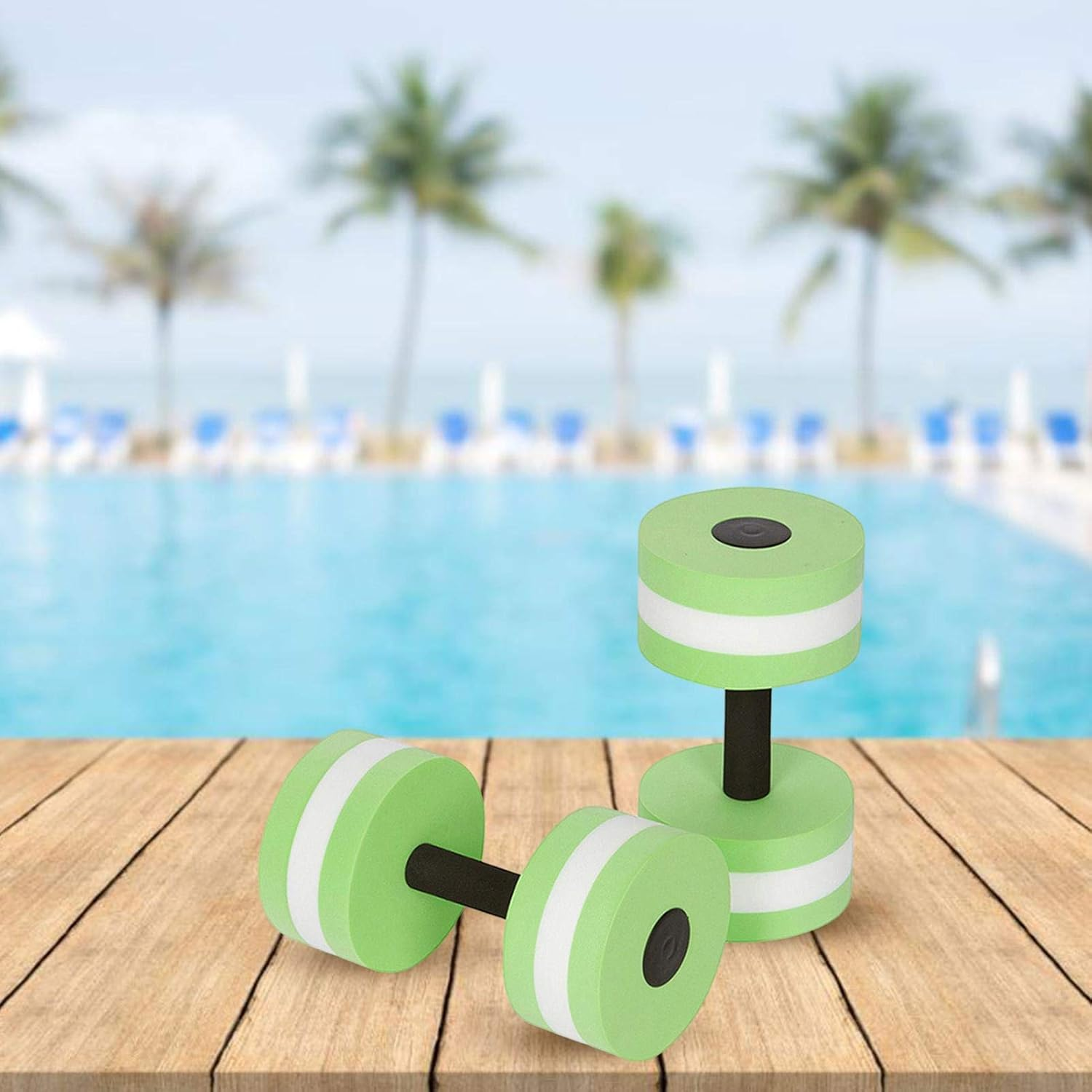 Water Weights | Portable Aquatic Dumbells - Water Aerobic Exercise Foam Pool Water Fitness Barbells Hand Bar for Weight - Gray image number 7