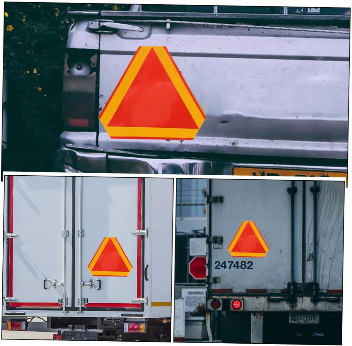 Reflective Warning Triangle Sign with Border High for Slow Moving Vehicles Golf Carts and Tractors Fade Resistant Safety Reflector for Improved Visibility and Easy Installation image number 4