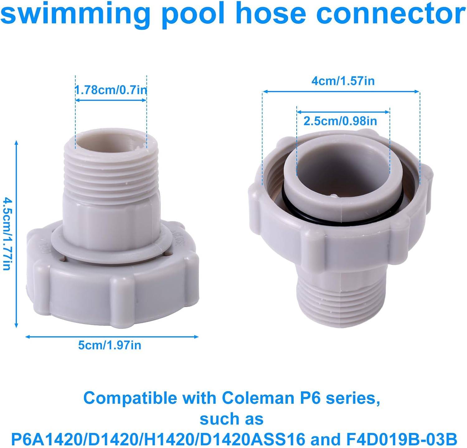 2Pcs Pool Replacement Part for Coleman, Drain Valve Cap & Hose Connector Compatible with Coleman Swimming Pool Accessories Replacement Parts for Easy Maintenance (Grey) image number 4