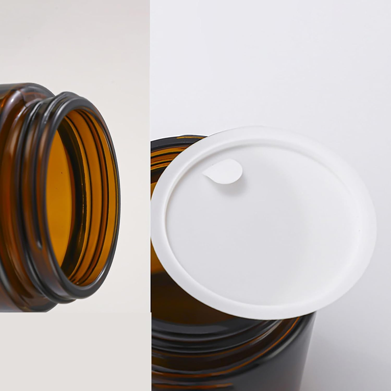 3 PCS 5Ml Amber Glass Jars with Lids Mini Sample Jars Tiny Cosmetic Containers Cream Makeup Pots for Travel Empty image number 2