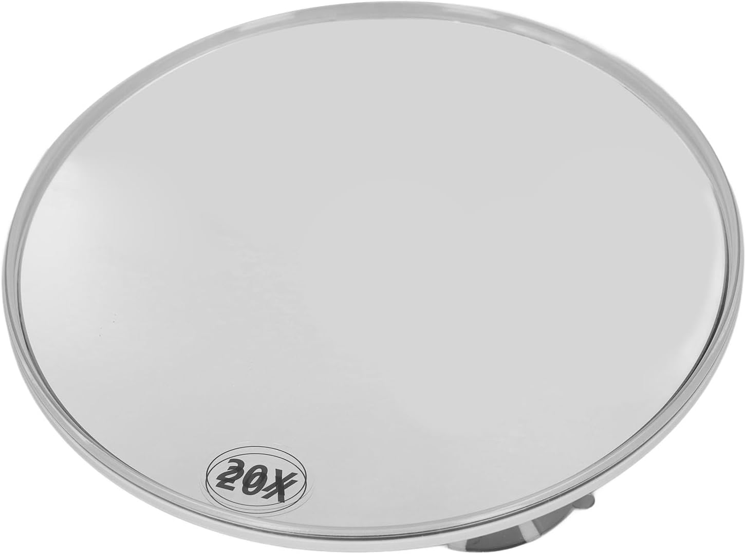 Space Saving 20X Magnifying Mirror with Strong Suction Cups for Facial Care, Portable round Makeup Mirror for Travel, Abs/Glass (White) - White image number 2