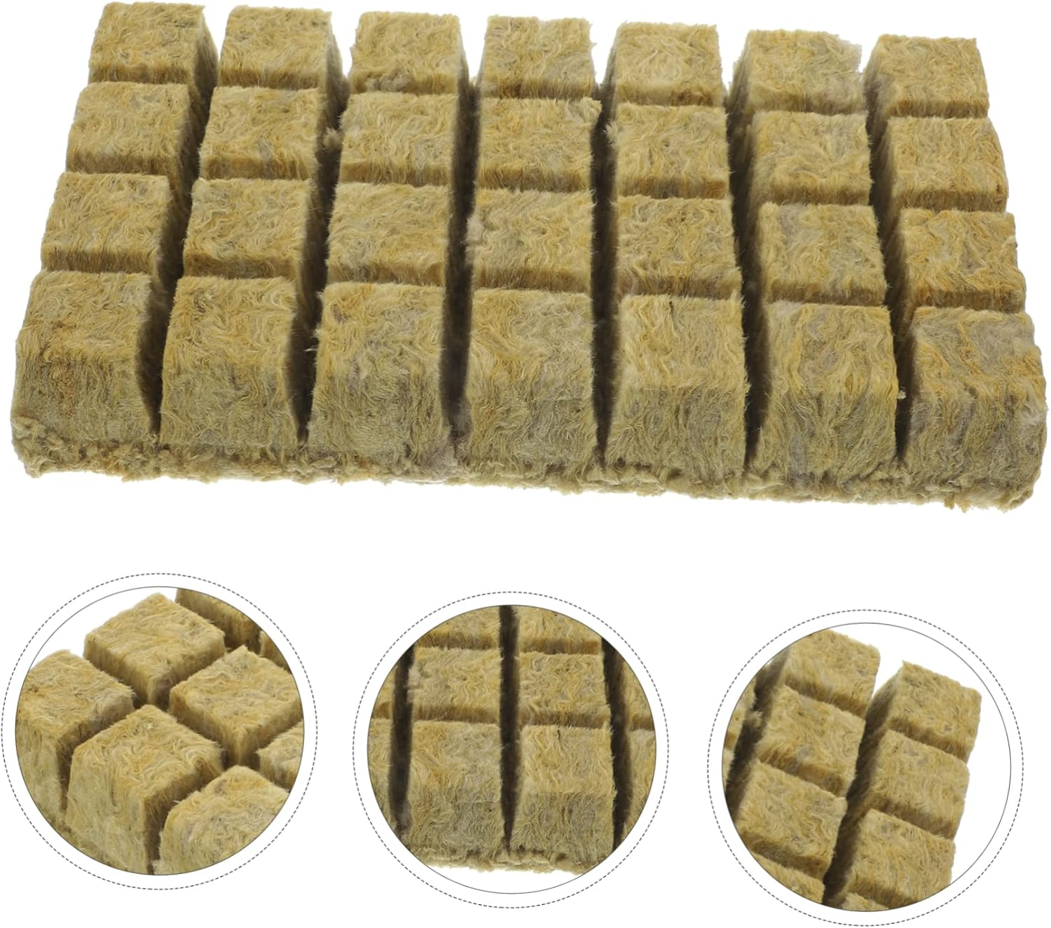 Soilless Cultivation Mineral Wool Starter Plugs Hydroponic Plant Nursery Blocks 36X36X40Mm 28Pcs for Vegetable Propagation and Hydroponics Gardening Accessories image number 1