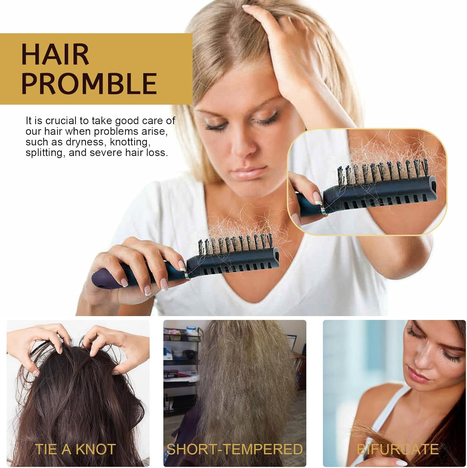 Intensive Repair Hair Mask with Cetyl Alcohol & Cetrimonium Chloride &ndash; Deep Conditioning Treatment for Damaged Hair, Repairs Split Ends & Tangles, Lightweight Non-Greasy Formula image number 3