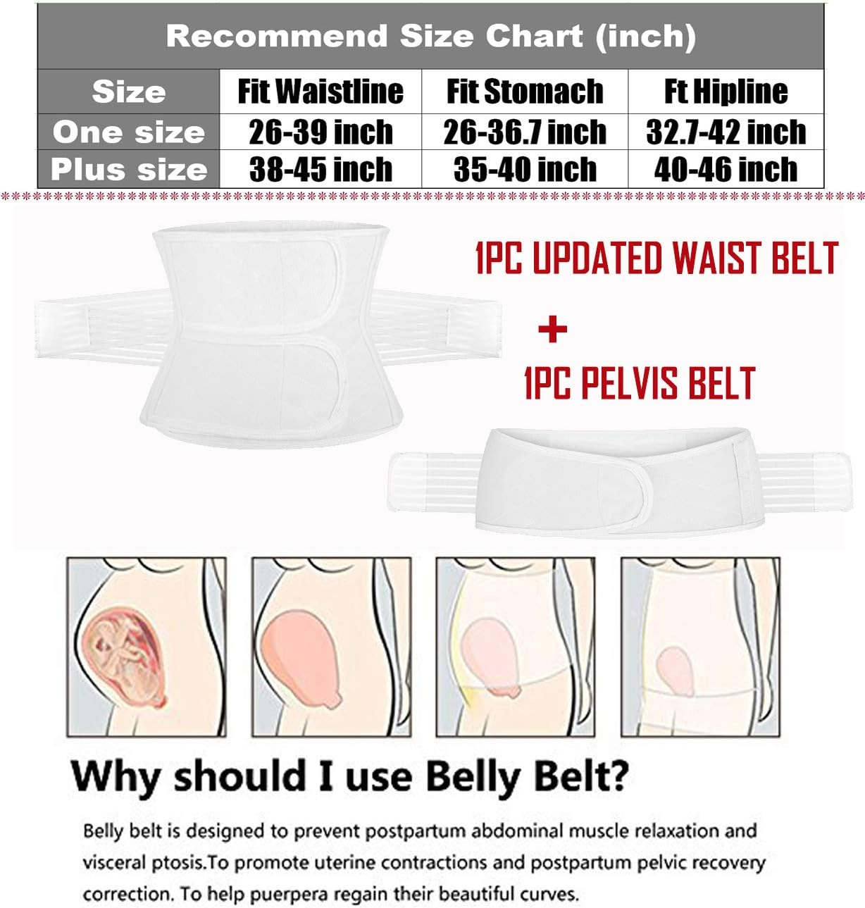 Chongerfei 3 in 1 Postpartum Support Recovery Belly Wrap Waist/Pelvis Belt Body Shaper Postnatal Shapewear - White - One Size image number 4