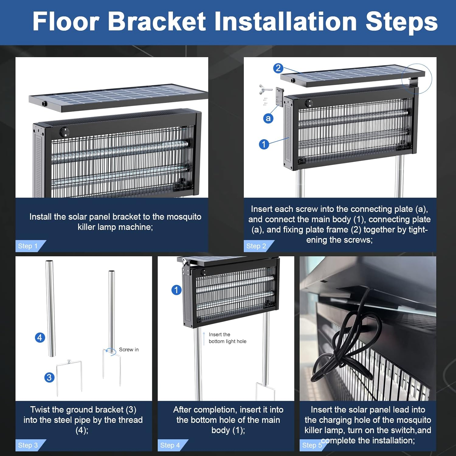 Bug Zapper Outdoor - Mosquito Repellent Outdoor Patio,Solar Bug Zapper Indoor,Waterproof Portable Fly Zapper,High Powered 4500V Mosquito Zappers Killer for Home,Patio,Camping image number 4