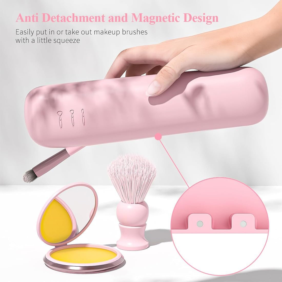 JYNVO Women'S Mini Travel Cosmetic Bag Set, PU Leather Makeup Bag Waterproof + Brush Organiser, Practical for Makeup Storage & Travel image number 1