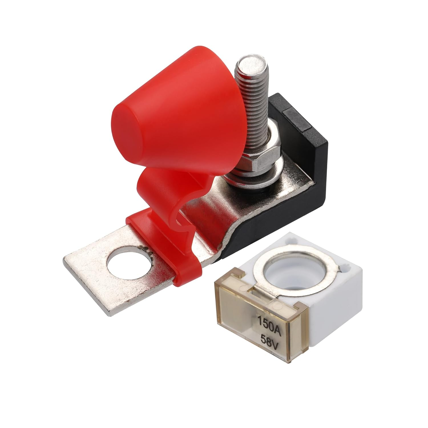 X AUTOHAUX 1 Set 150A Battery Fuse Terminal Fuse Block Kit Fuse Max Voltage 58V for Car Marine Boat RV image number 1