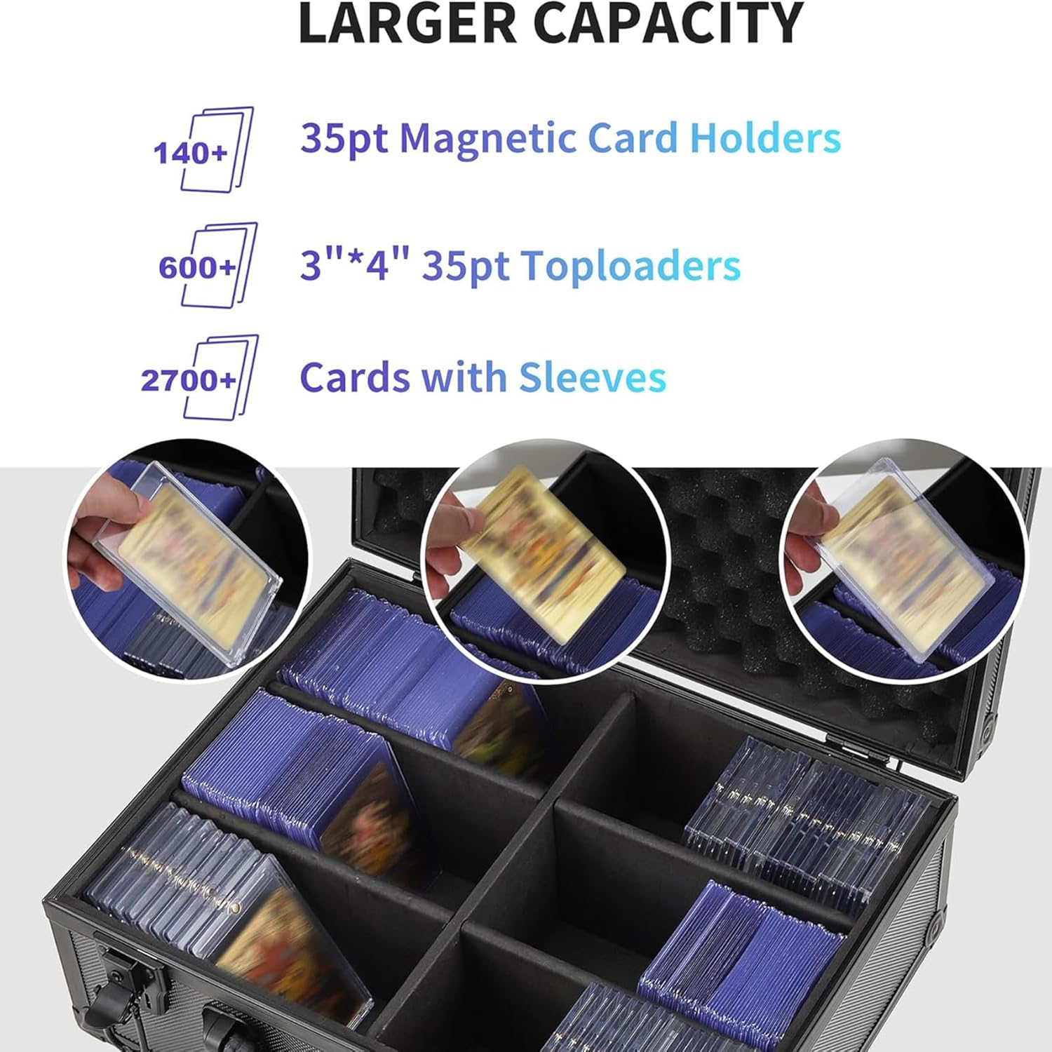 Toploader Storage Box for 3" X 4" 35Pt Rigid Card, Trading and Sports Card Hard Case Holds 600+ Toploaders, 38 * 27 * 14Cm Black image number 4