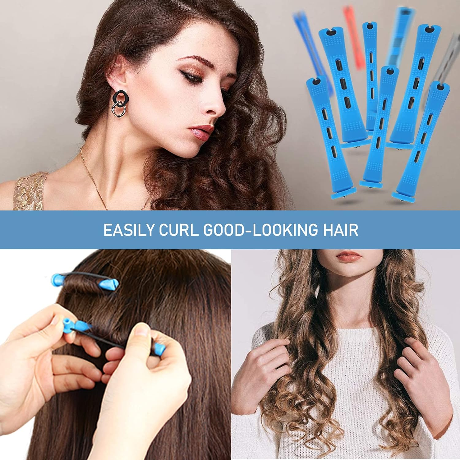 CZAYEFNH 50 Pieces Hair Wave Rods Short Non-Slip Hair Rollers Plastic with Elastic Band Perm Bars Hairdressing Tool with 2 Steel Spit Duck Comb for Hairdressers 0.35 Inches image number 5