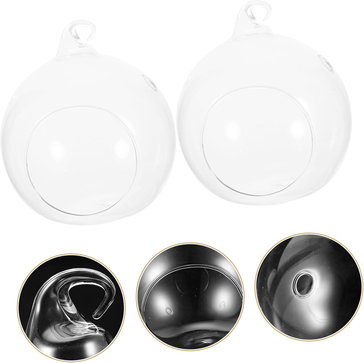 Outanaya Glass Hanging Vase 2 Pack with Dual Holes Indoor Hanging Terrarium for Air Plants Succulent Propagation Home Garden Patio Decoration