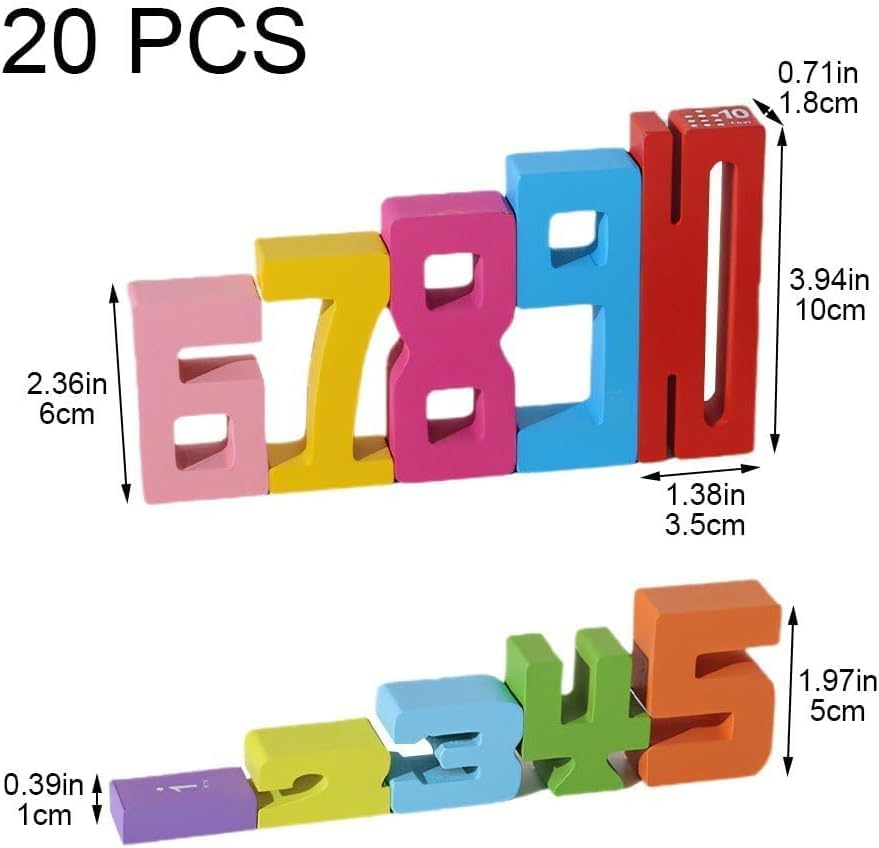 Number Wooden Building Blocks Set 3D Digital Puzzle Baby Blocks Toys for Boys & Girls Montessori Stacking Toy Number Puzzle Blocks image number 3