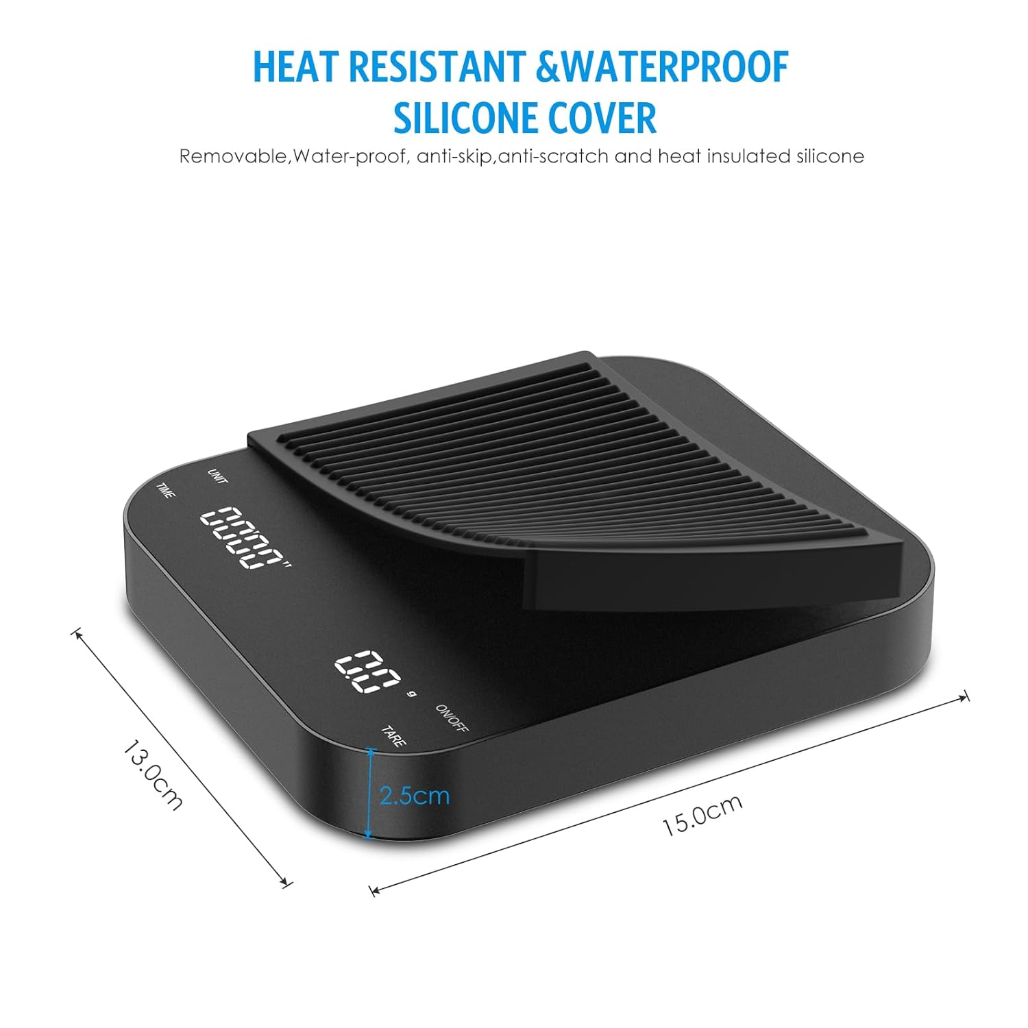 Brifit 3Kg Digital Coffee Scales with Timer, Rechargeable Espresso Coffee Scale, LED Display Espresso Scale with Tare Function, Temperature Resistant, 0.1G Precision, Auto Shut Off, Units Conversion image number 6