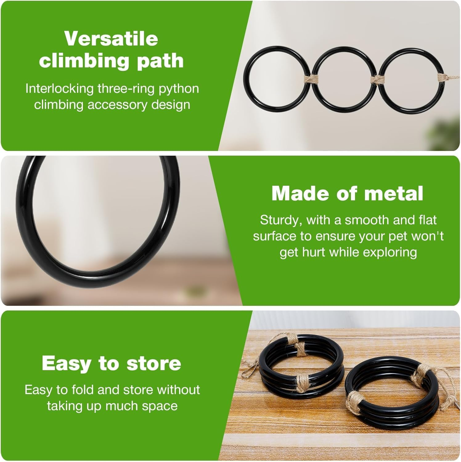 Snake Enrichment Rings - Climbing Toys for Ball Pythons & Corn Snakes, Reptile Playground Accessories with Textured Surface image number 4