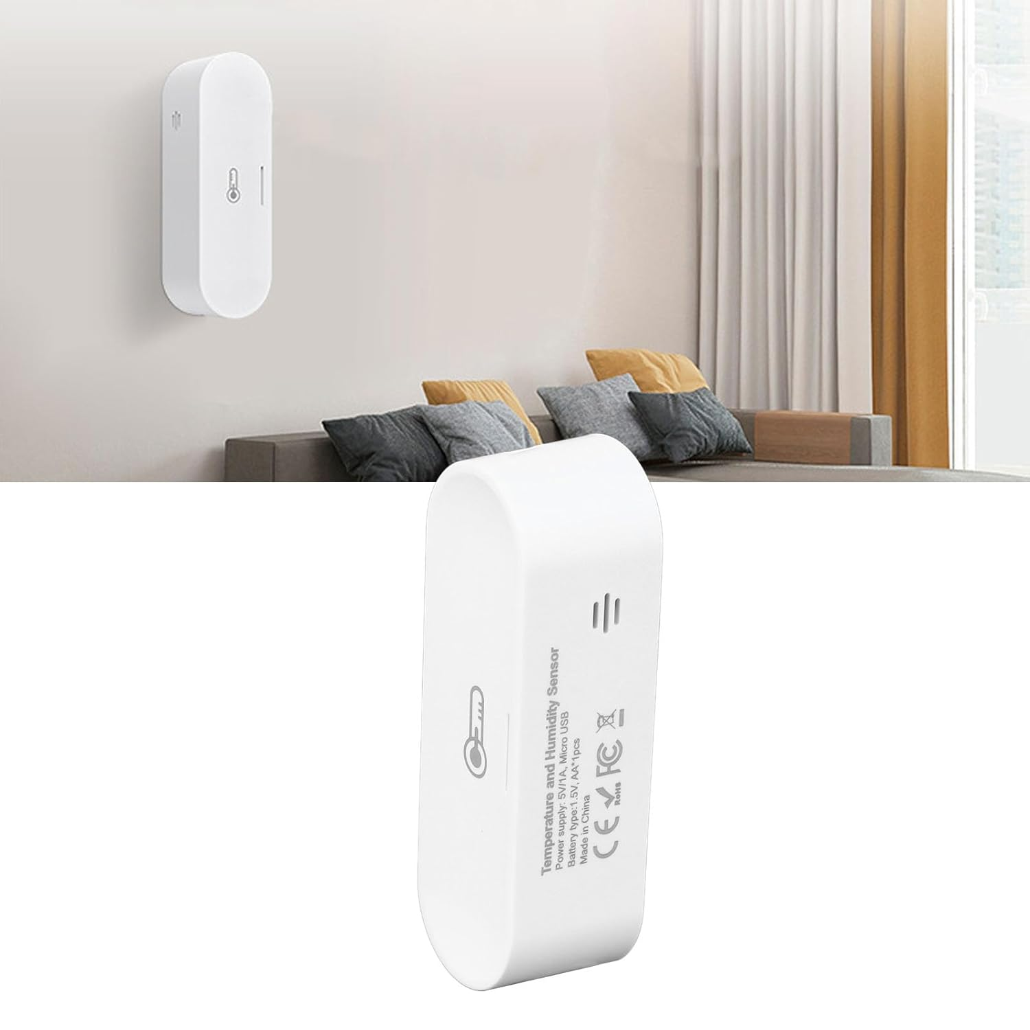 Smart Connectivity Indoor Thermometer Hygrometer Sensor Real Time Monitoring for Smart Home, Durable ABS Material Suitable for Various Occasions