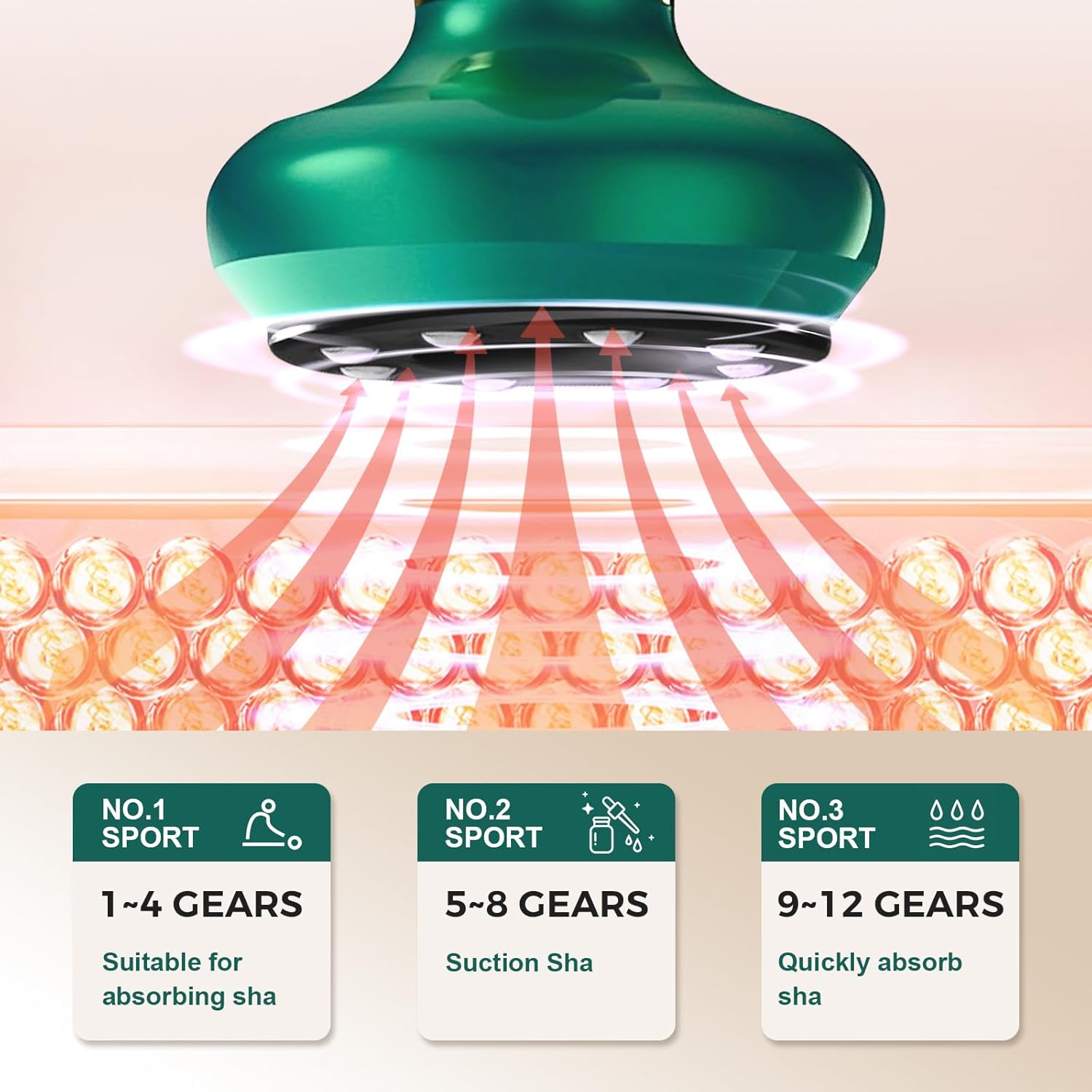 12 Level Electric Cupping Smart Scraping Massager Heating Guasha Massage (12-Speed Green) - 12-Speed Green image number 6