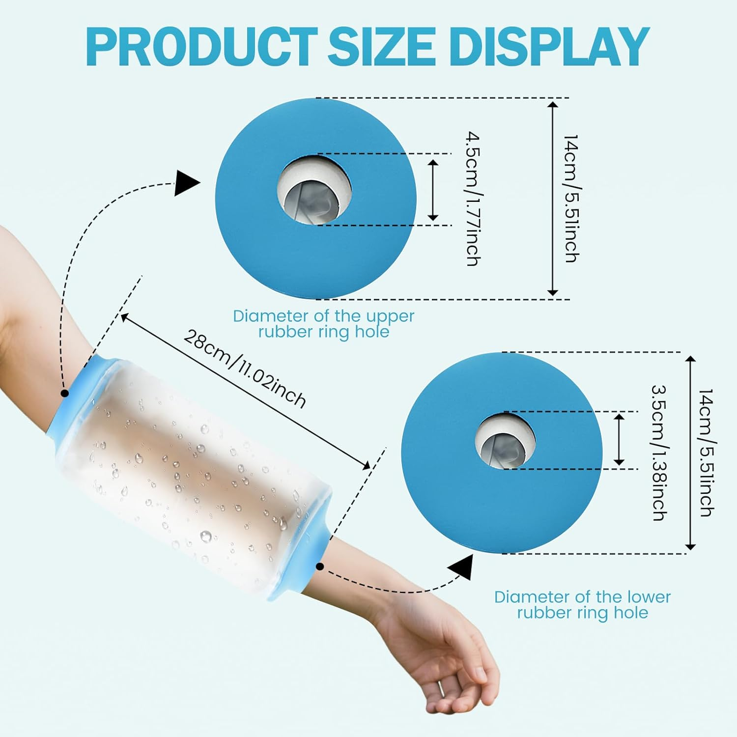 PICC Line Shower Cover for Upper Arm, Waterproof Reusable IV and PICC Line Sleeve Protector for Broken Wound Elbow Bath Shower image number 6