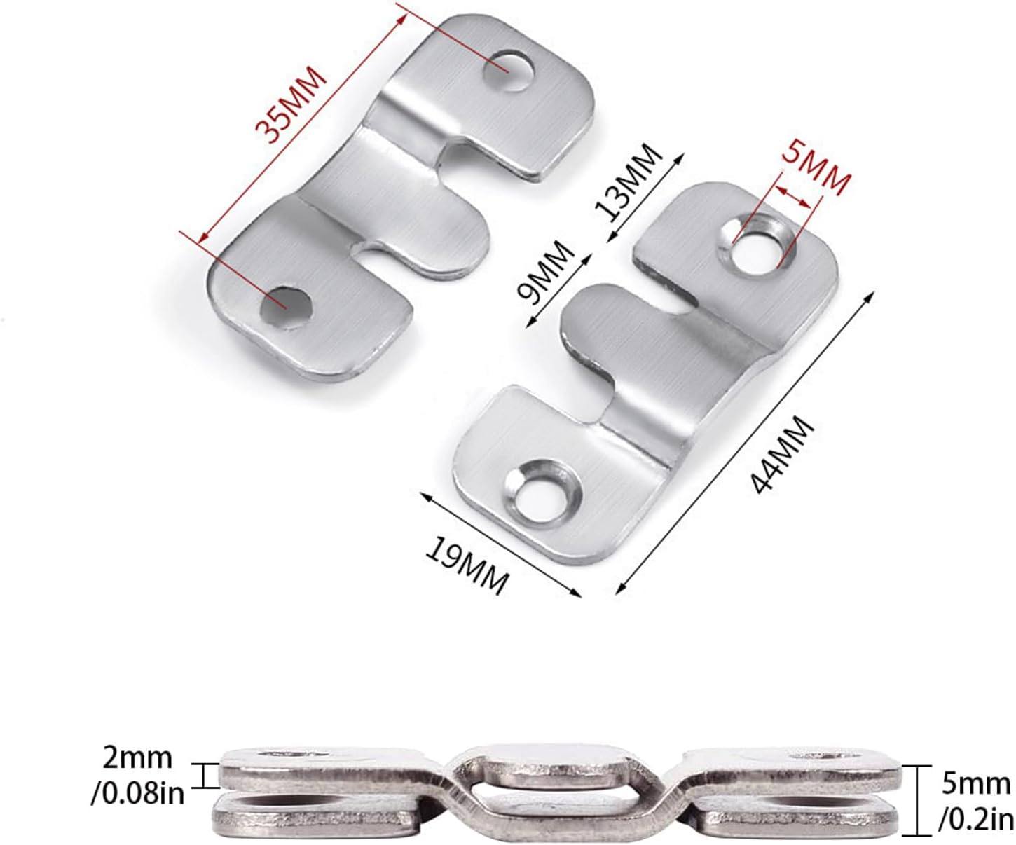 Ymaiss 50Packs Stainless Steel Flush Mount Bracket, Interlocking Photo Frame Hook 44X19Mm Heavy Duty Picture Hangers, Z Clip Bracket, Furniture Connector for Photo Mirrors Wall Mount Hardware image number 3