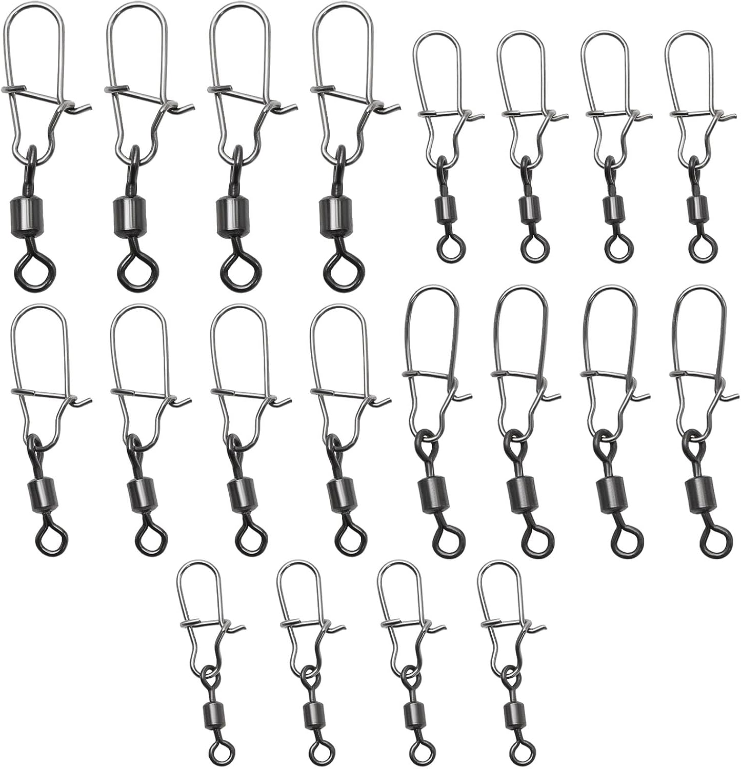 Emsea Set with 100Pcs/150Pcs Fishing Swivel Set Rolling Barrel Swivel with Interlock Snap Fast Spin Fishing Bait Line Connector Accessories for Freshwater Seawater Fishing Set A/B image number 1