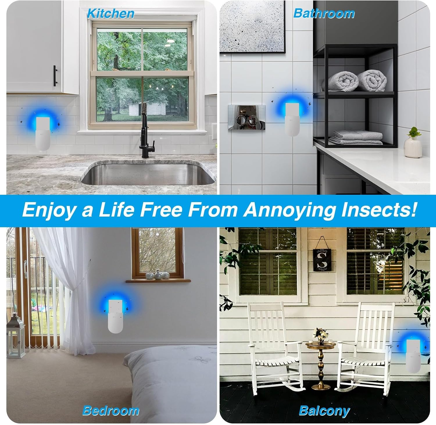 IGGDOQI Flying Insect Trap, 2 in 1 Plug-In Mosquito Killer with Warm Night Light UV Attractant Catcher, for Flies, Fruit Flies, Gnats & Other Flying Insects, 1 Device + 5 Sticky Trap Boards (1Pcs)