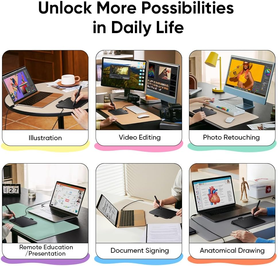 Xppen Deco 640 Drawing Tablet with 16384 Pressure Levels Sensitivity Battery-Free Stylus 6*4 Inch OSU Drawing Pad Graphic Tablet for Digital Drawing Teaching Designing Editing Work for PC Mac Android image number 5