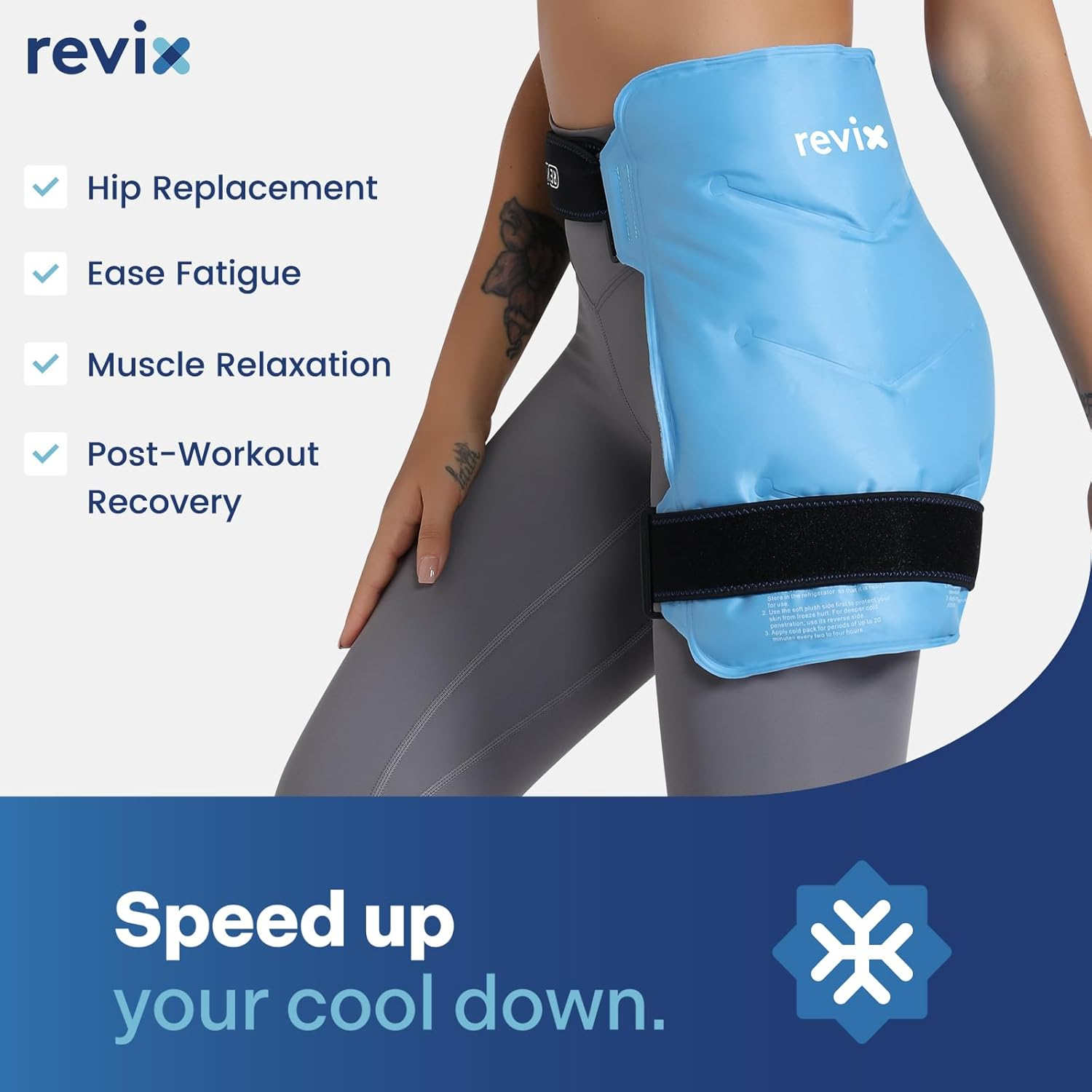 REVIX Large Ice Pack for Injuries Reusable Wrap for Back, Hip, Leg, Shoulder, Flexible Soft Gel Cold Packs for Injuries, Joints and Muscle Discomfort Relief, 12 &times; 15" Blue image number 2
