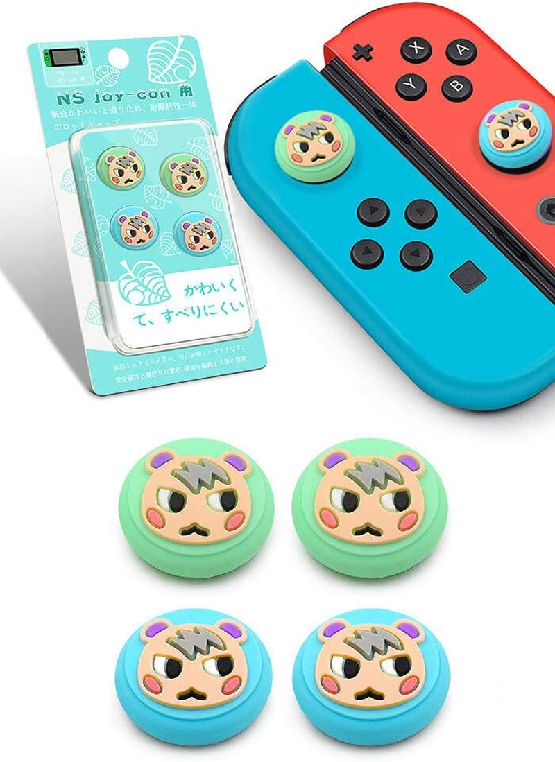 Marshal Design Thumb Grip Caps, Joystick Cap Compatible with Switch & Lite Animal Crossing, Soft Silicone Case for Joy-Con Controller(Green & Blue) image number 2