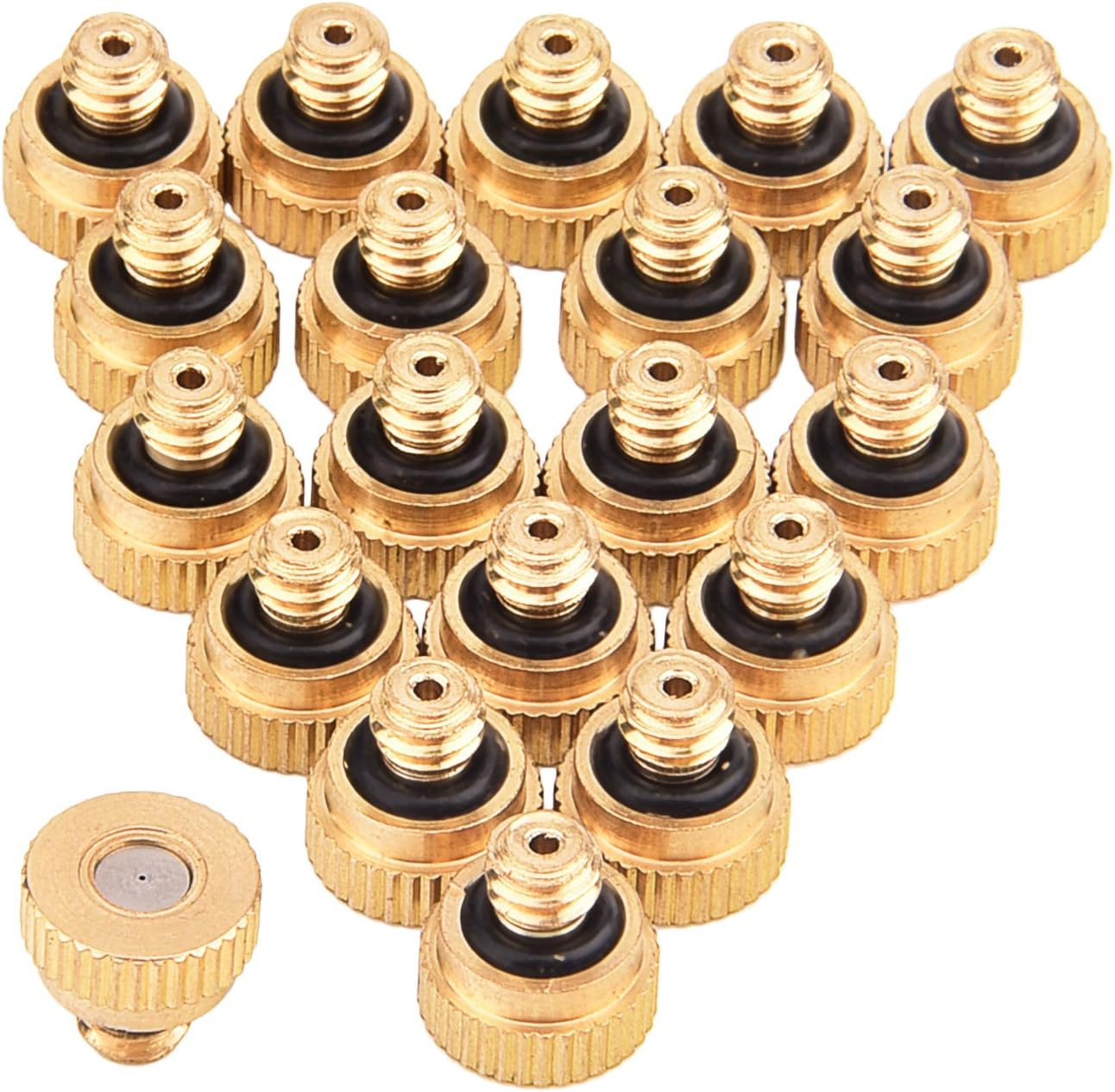 Sunmns 20 Pack Brass Misting Nozzles for Outdoor Cooling System and Greenhouse Landscaping Dust Control, 0.012 Inch Orifice (0.3 Mm) 10/24 UNC image number 6
