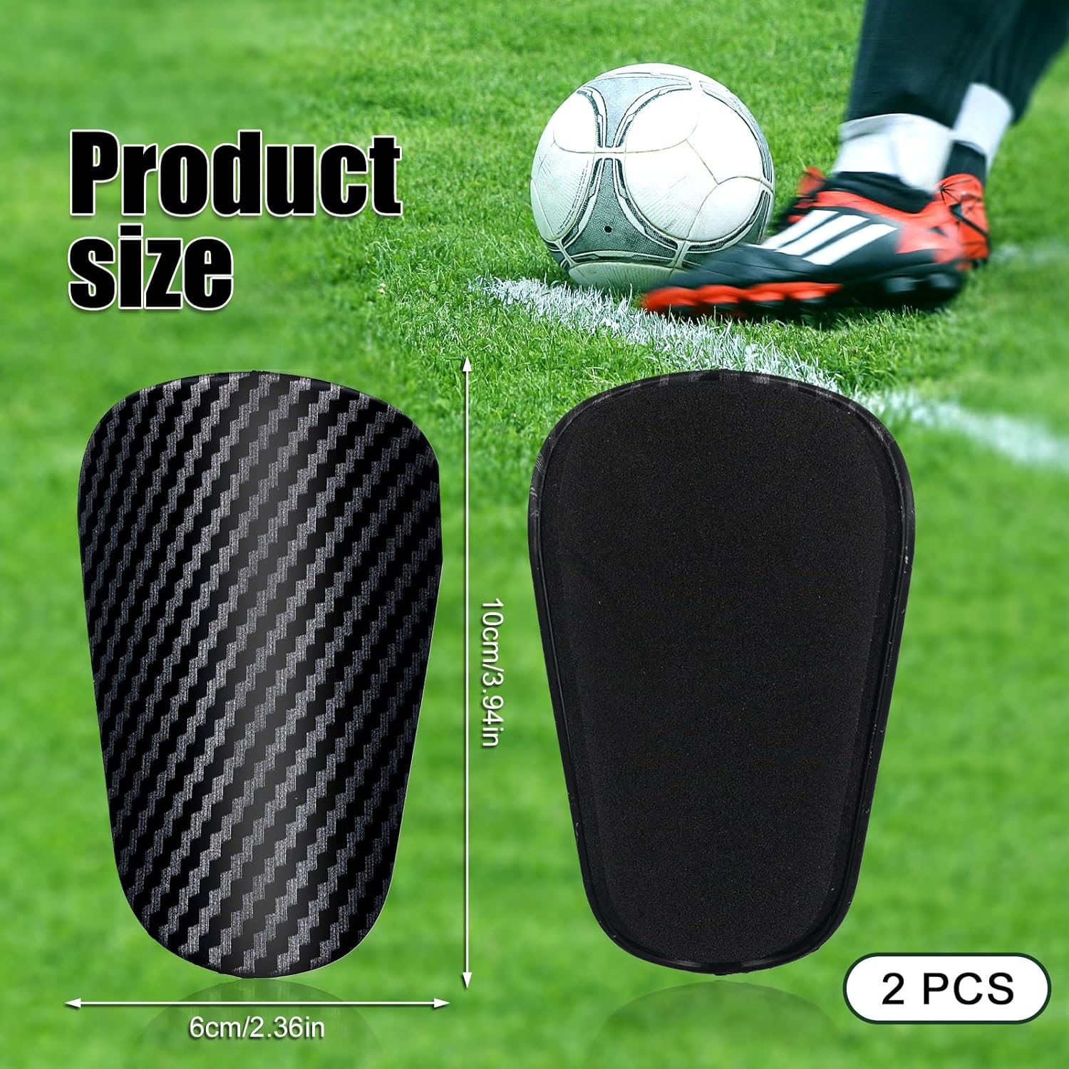 2Pcs Mini Soccer Shin Guards, 3.94X2.36 Inch Stripe Mini Shin Pads Mini Shin Guards Protective Equipment Shin Guards for Adults Teenagers Women Men Boys Girls image number 2