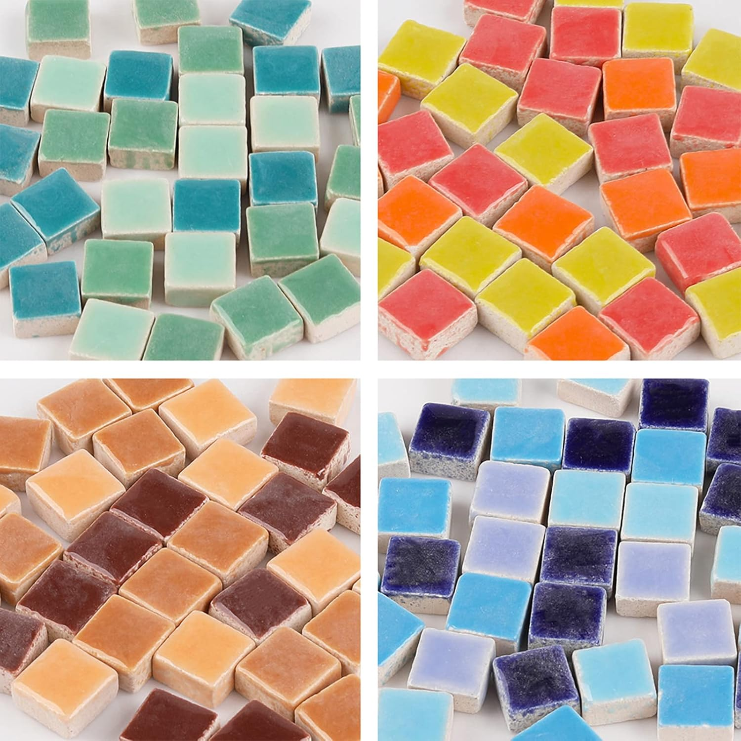 PINUO&KE 200 Pieces / 200 G Mosaic Tiles Square Ceramic Mosaic Mosaic Tiles Square 0.4X0.4 Inch Mosaic Pieces for Home Decoration, DIY Crafts, Mosaic Tile Projects - Blue Mix image number 1