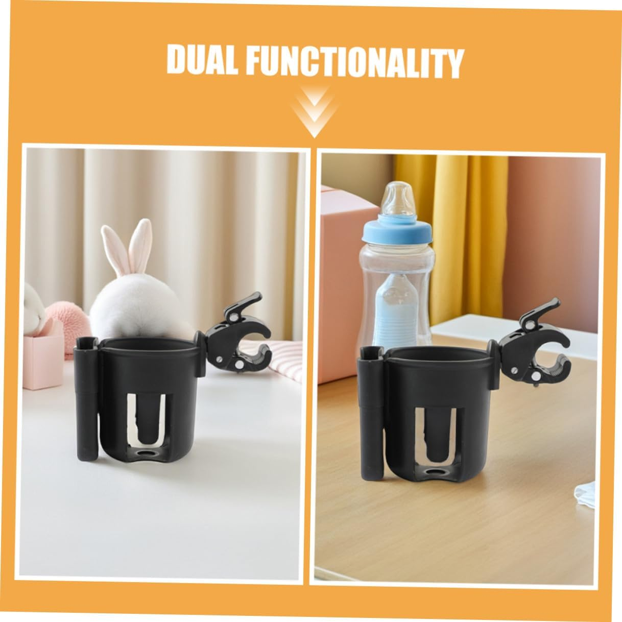 UPKOCH 2Pcs Stroller Cup Holder Phone Holder Universal Pram Bottle Rack Black Stroller Accessories for Travel and Outdoor Use image number 4