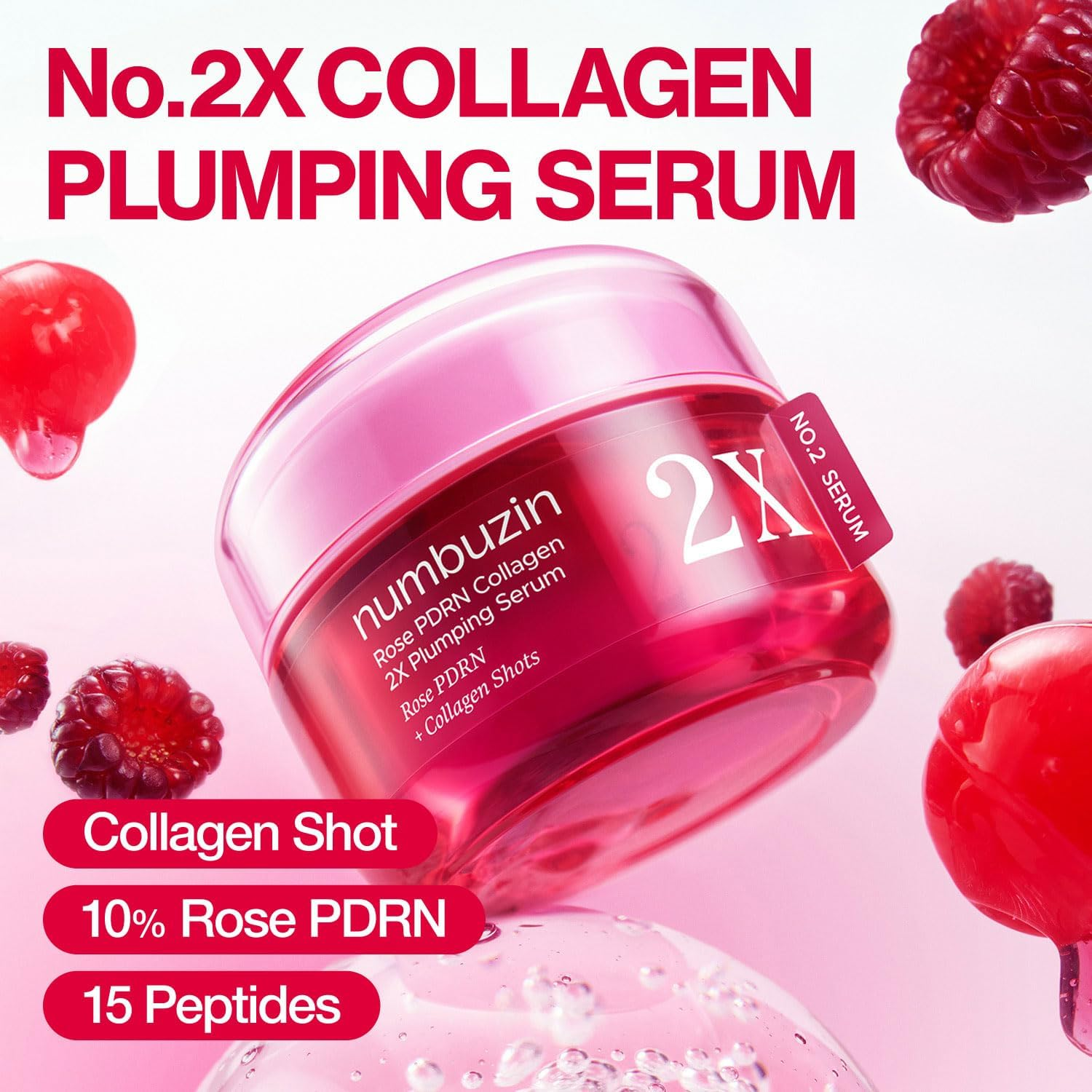 Numbuzin No.2X Serum | Rose PDRN Collagen 2X Plumping Serum | Glowing, Hydrating, Firming, Korean Skincare | Collagen, Peptides, PDRN | for Dry, Combination Skin | 1.01 Fl.Oz. image number 3