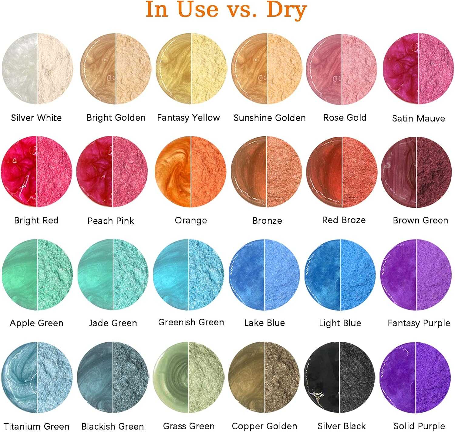 SEISSO Mica Powder 24 Colors X 10G Each Pack, Premium Pigmented Powder for Epoxy Resin, Soap Making, Candle Making, Lip Gloss, Bath Bomb, Acrylic Paints image number 4