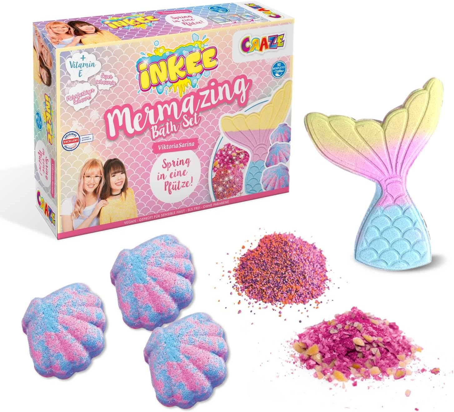 CRAZE INKEE Mermazing Bath Set Viktoriasarina Bath Additive Spring in a Puddle - Fun Bath Set with Bath Bombs, Bath Bombs & Bath Salts Viktoria and Sarina Products 38659 image number 2