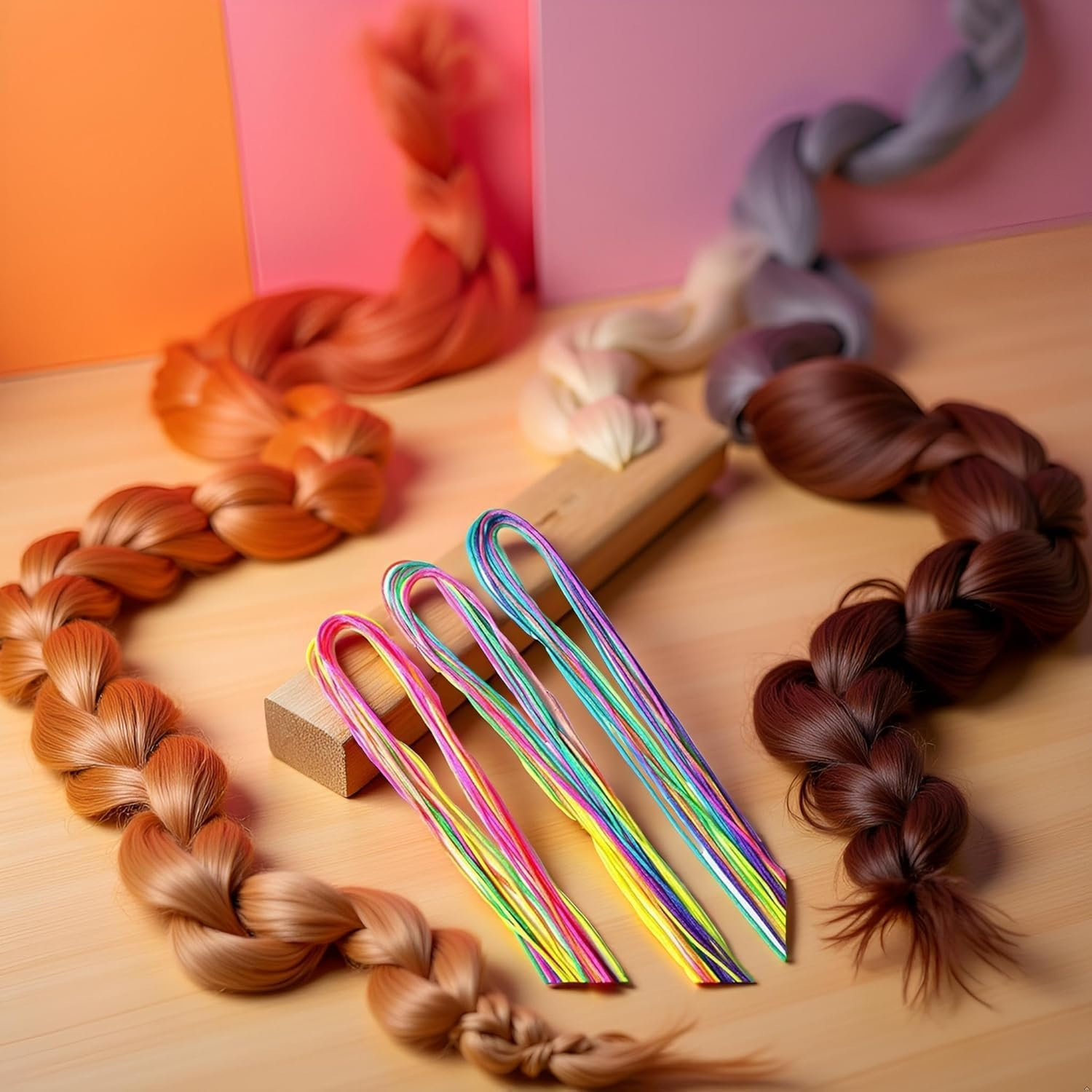 32 Pieces Colored Hair Bobbles for Braids Gradient Hair Ties Hair Bobbles Hair Accessories for Women and Girls image number 2