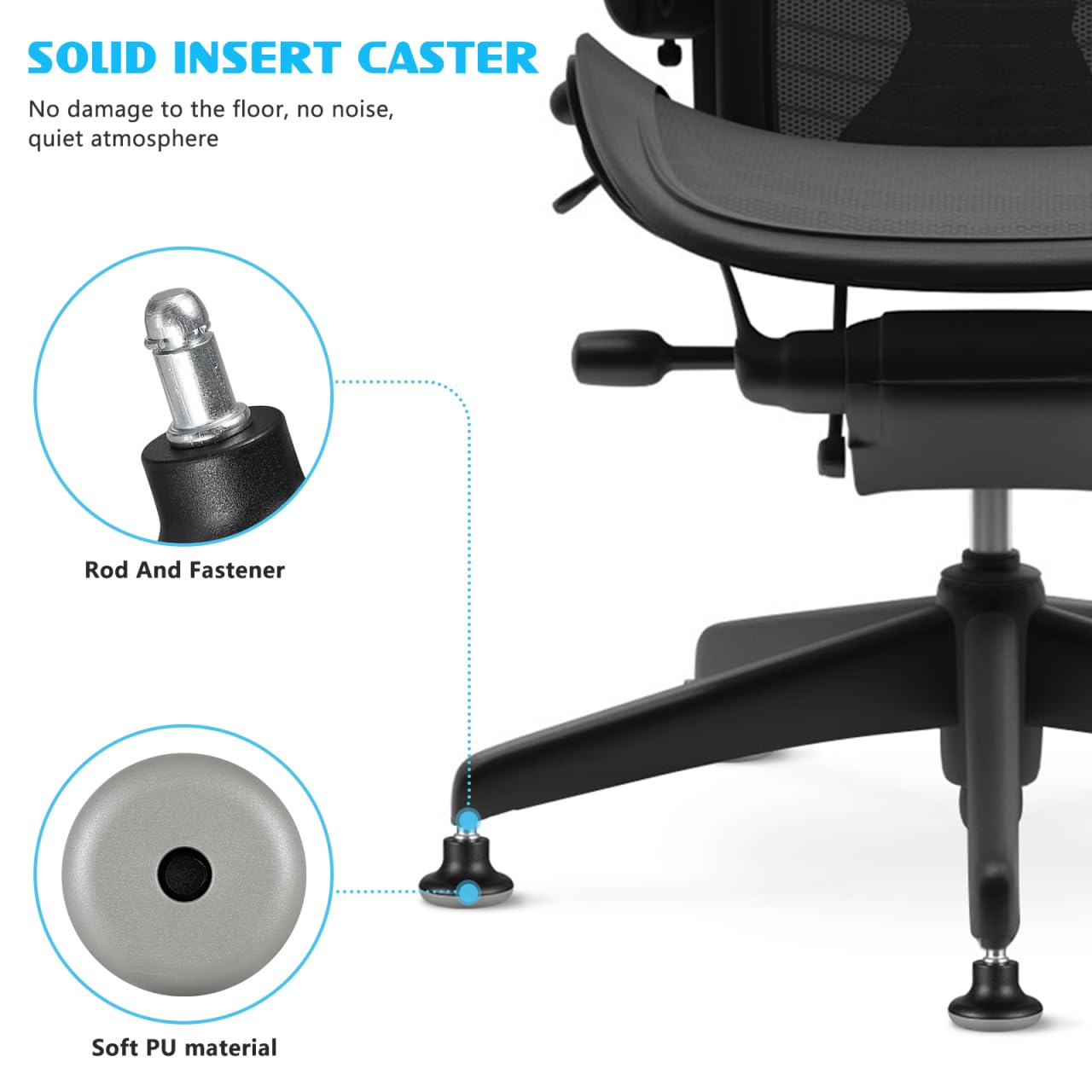 Alipis Chair Casters Office Chair Wheels Replacement Stool Swivel Caster Wheels to Fixed for Gaming Computer Desk Chairs Feet Wheel Stopper image number 3