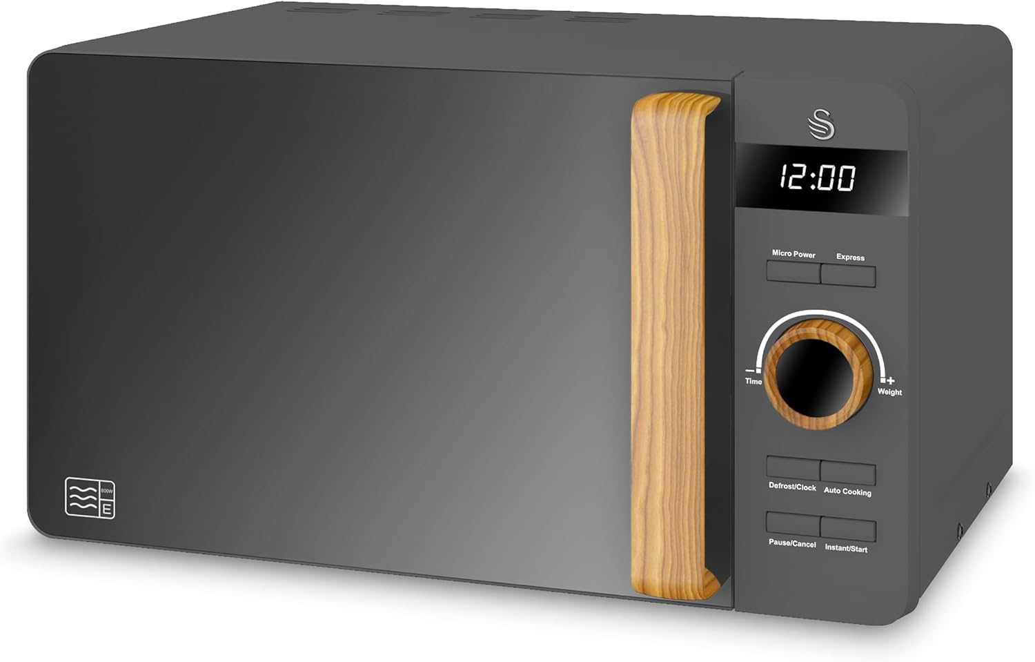 Swan SM22036LGREN Nordic LED Digital Microwave with Glass Turntable, 6 Power Levels & Defrost Setting, 20L, 800W, Green