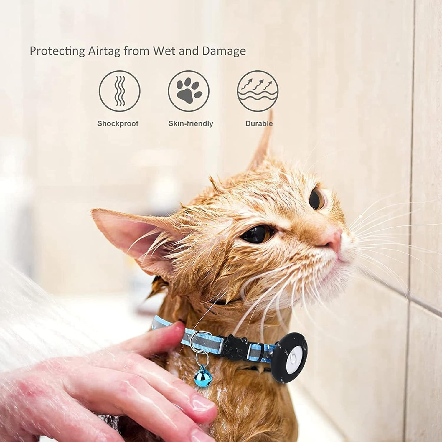 VENEKA Cat Collar Holder, for Air Tag Cat Collar Holder Compatible for GPS Tracker,4Pack Case Cover Black and Blue image number 5