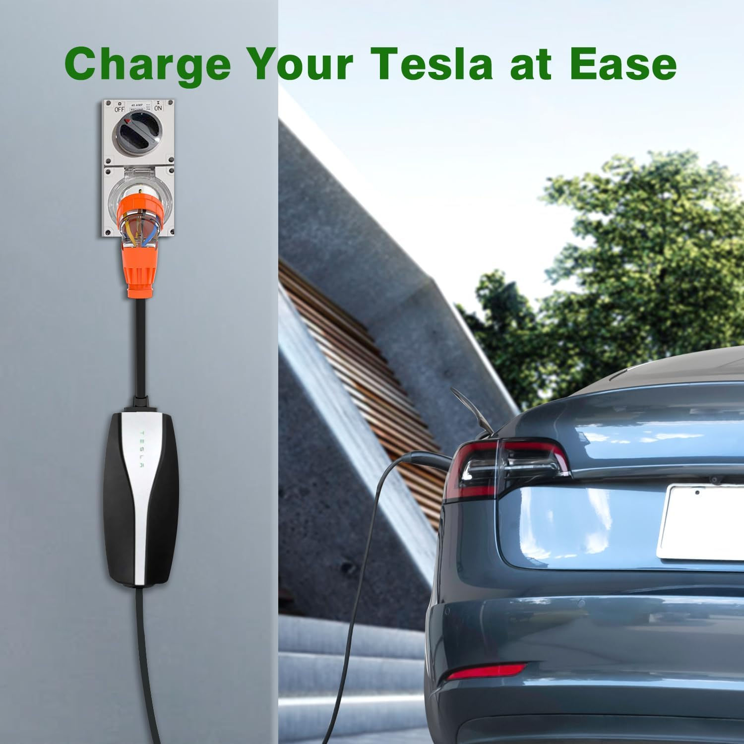 Aiskooc 3-Pin to Tesla Gen 2 UMC Adaptor, 0.4M Cable Length, 32A Adaptor Tail Compatible with Tesla 3/S/X/Y, Perfect for Road Tripping image number 2