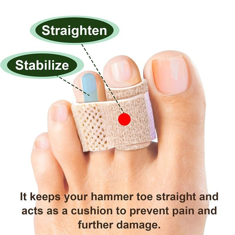 Hammer Toe Straighteners for Bent Toes, 4 Pack Toe Splints, Toe Corrector, Toe Wraps for Curled Toes, Crooked Toes and Hammer Toes (Skin, One Size) image number 2