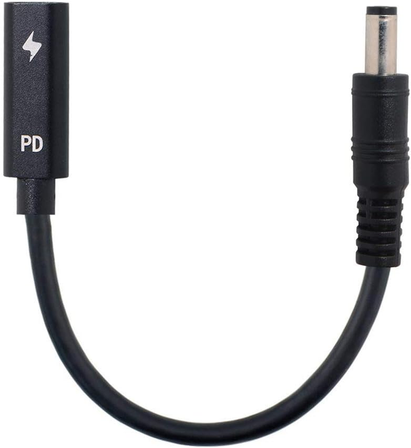 Cablecc Type C USB-C Female Input to DC 4.8X1.7Mm Power PD Charge Cable 65W Fit for Laptop 18-20V