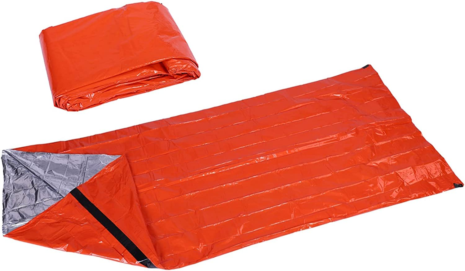 Emergency Sleeping Bag Waterproof Lightweight Thermal Bivy Sack Blanket Extra Thick Shelter Sack Cover Survival Kit Portable Reflective Reusable PE Tent for Camping Hiking Outdoor Orange image number 5