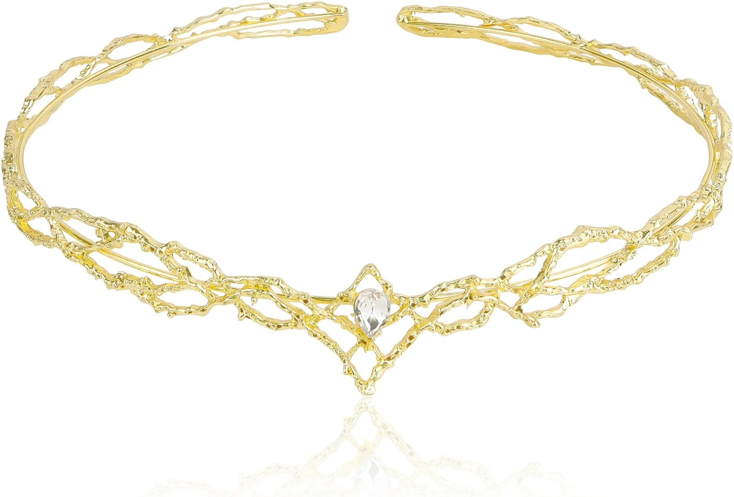 ANBALA Rhinestone Fairy Crown for Women Crystal Elf Crown Silver/Gold Circlet Costume Headwear for Men Renaissance Headpiece for Birthday Party Cosplay Halloween